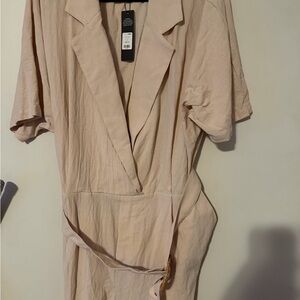 Fashion Nova Taupe Linen Romper